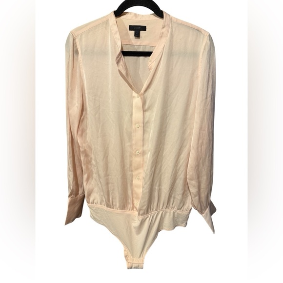 J. Crew Cream Asymmetrical Bodysuit with Mandarin Collar - Picture 2 of 8